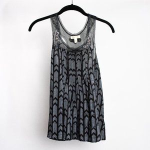 UO Silence + Noise Silk Chevron Print Beaded Tank